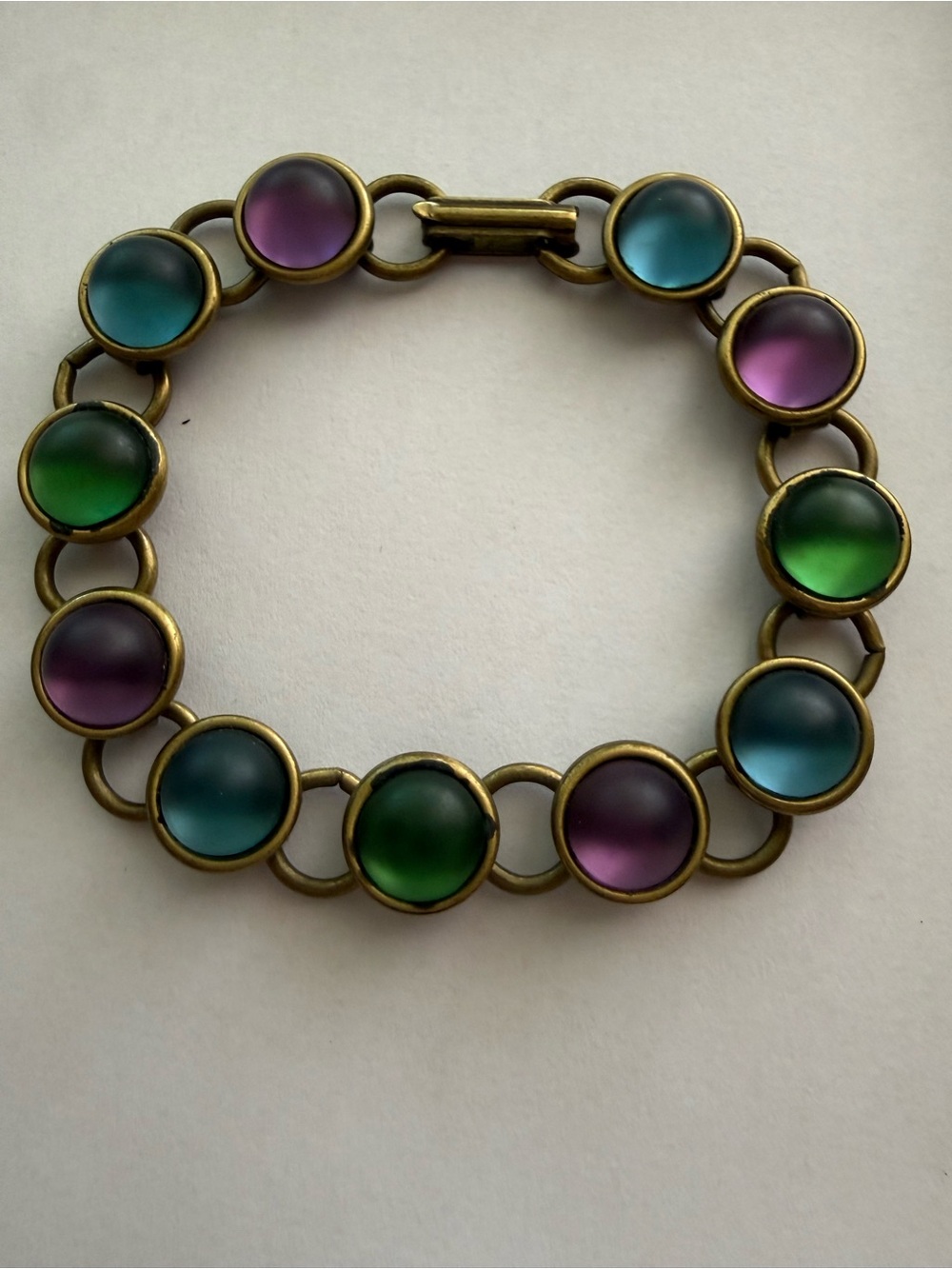 Gorgeous moonstone iridescent glass antique bracelet